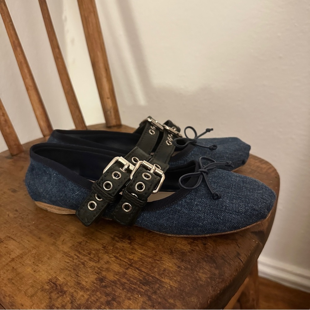 Authentic Miu Miu denim ballet flats